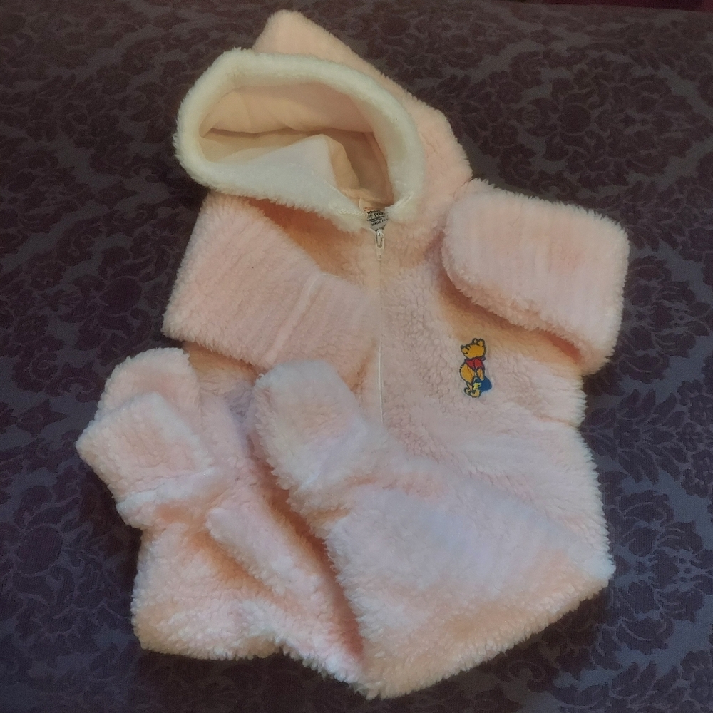 Vintage Pink Fleece Kids Winnie The Pooh One Piece